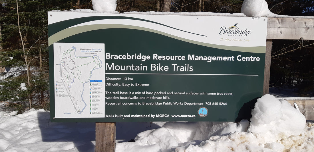 Bracebridge Resource Management Centre sign for mtb trails