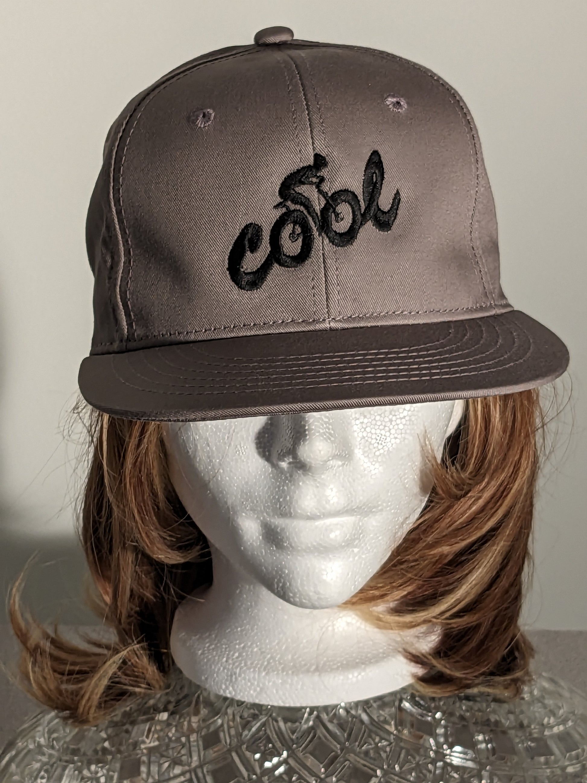 Cool Cycle Embroidered Hat 100% Cotton with flat peak Embroidery= black