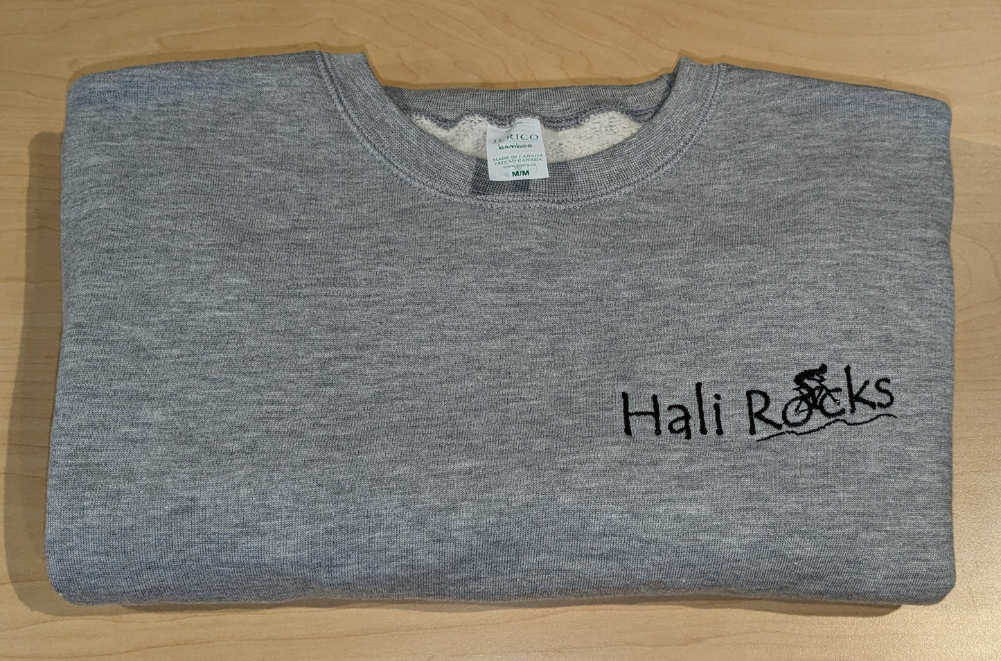 Hali Rocks Three End Bamboo Fleece Crew Neck Sweatshirt Colour=light grey