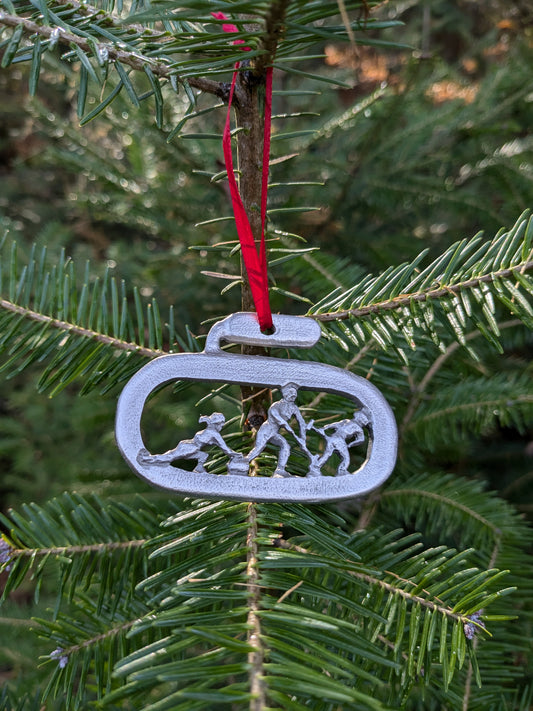 Pewter Ornament Curling Scene